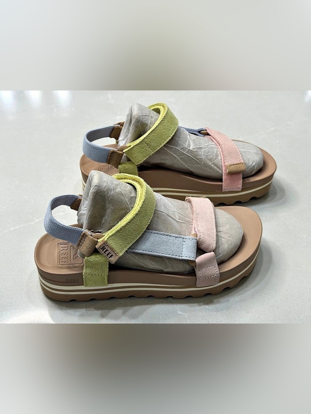 REEF Cushion Rem Hi Pastel Multi Strap Platform Sport Sandals Size 6